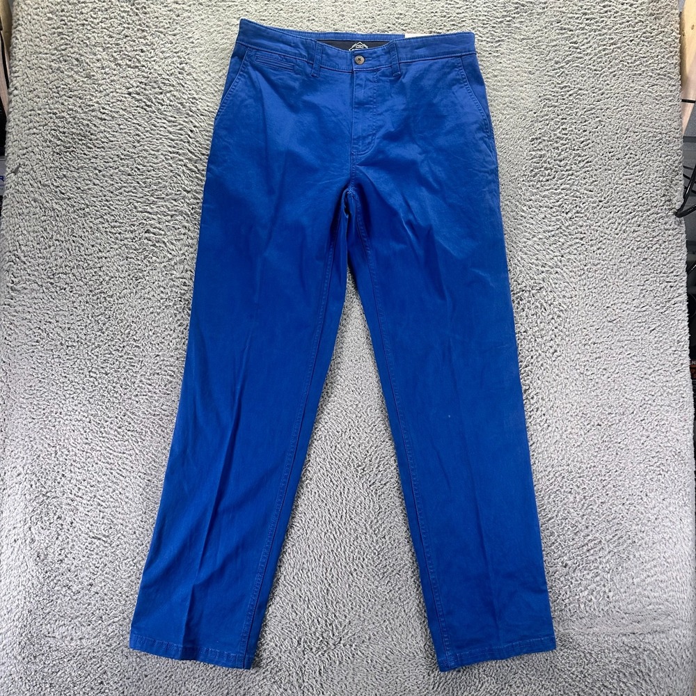 St. John's Bay Pant Mens 34x34 Blue Cotton Chino Straight Preppy Career Stretch